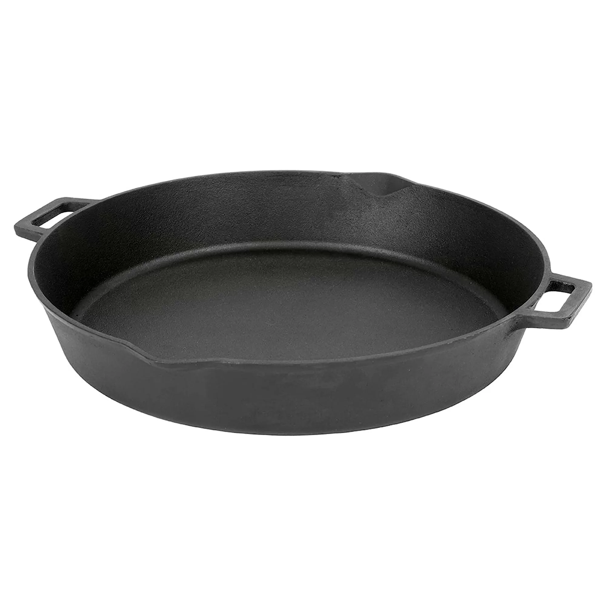 Bayou Classic 16 Inch Double Handled Cast Iron Skillet Pour Spouts Black