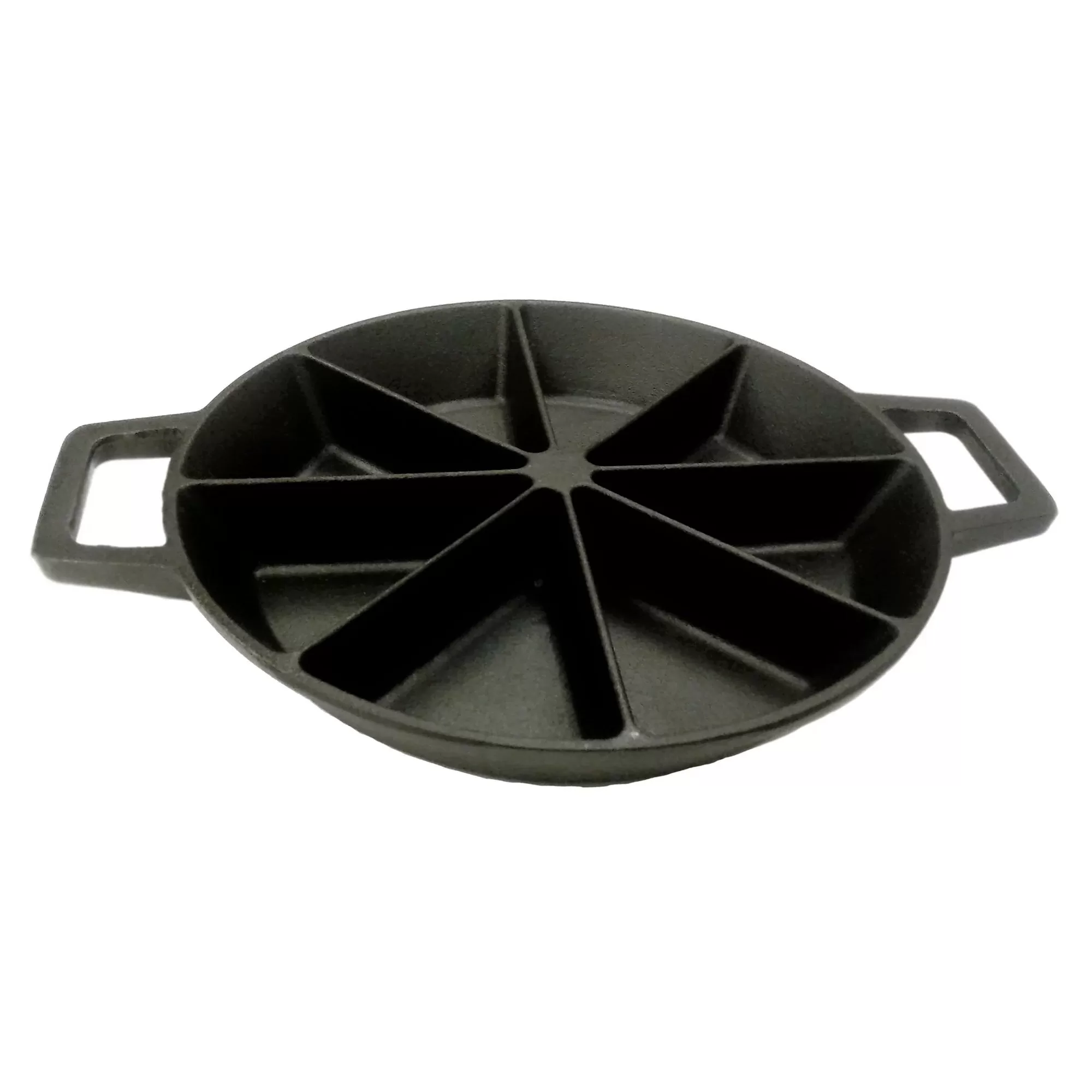 Bayou Classic 10 Inch Round Cast Iron Wedge Cornbread Skillet Pan Loop Handles