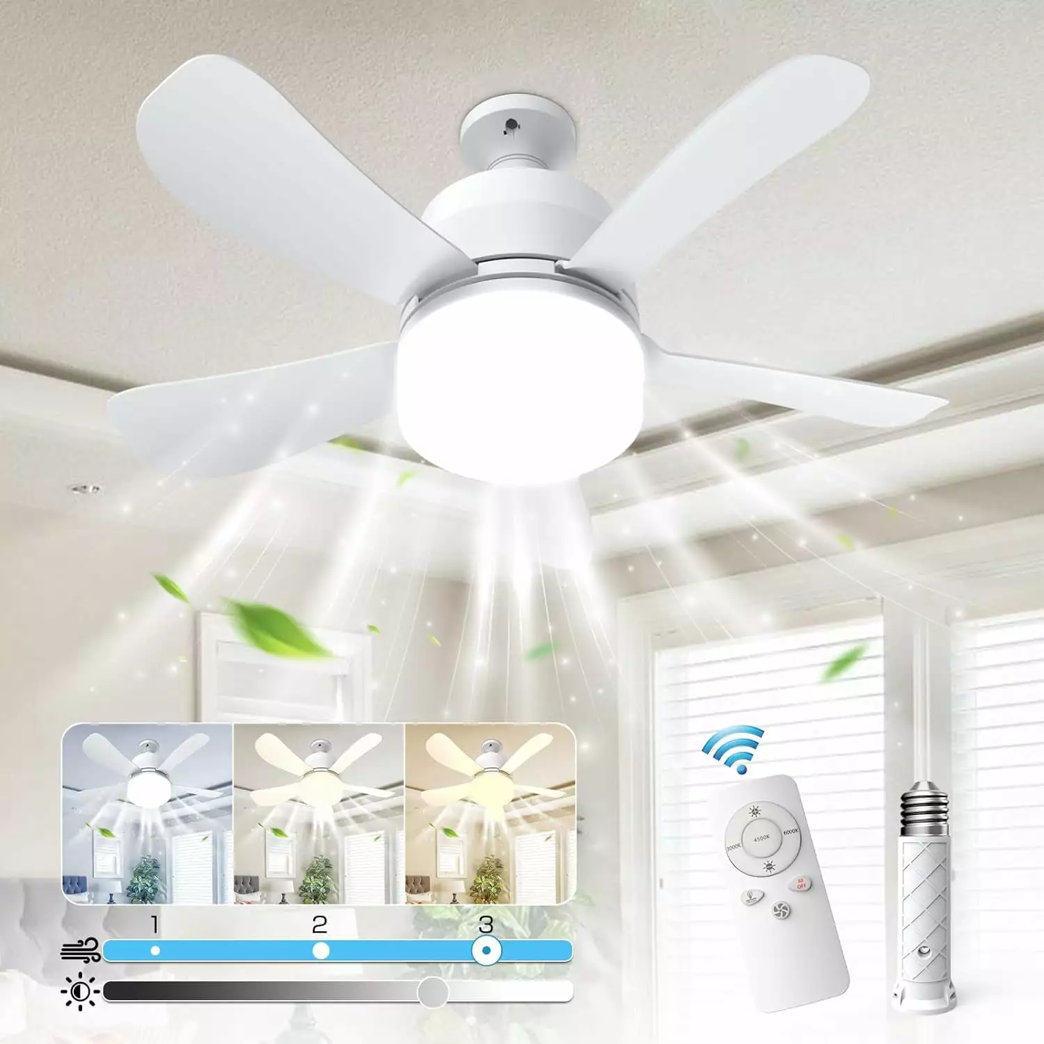 Benifcay 15.5 Blades Ceiling Fan 1000 Lumens Light All Locations