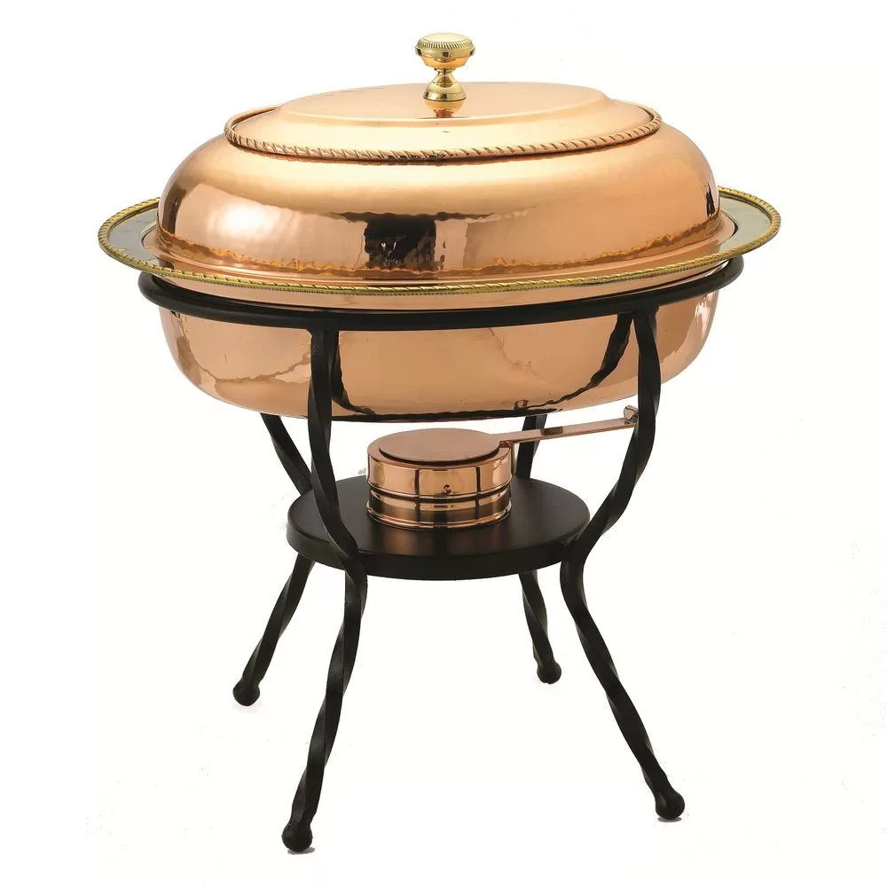 Old Dutch 6 qt Oval Decor Copper over Stainless Steel Chafing Dish Buffets and Catering