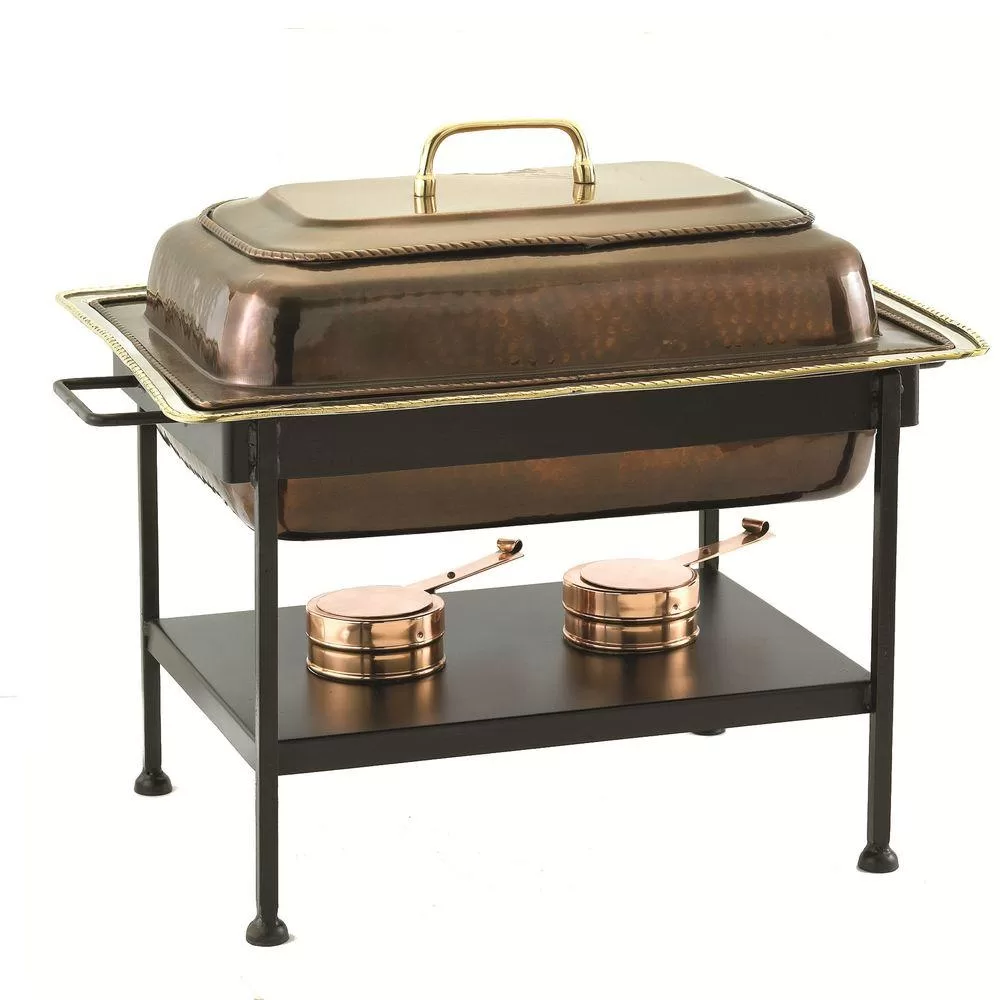 Old Dutch 8 Quart Rectangular Antique Copper Stainless Steel Chafing Dish