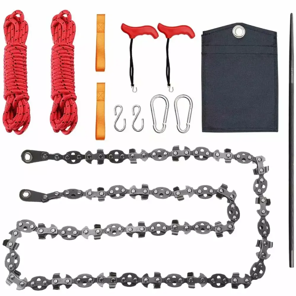 53 Inch Hand Rope Chain Saw Sharp Manual Tree Limb Chain Saw 68 Teeth Folding Pocket Rope Chainsaw Gardening Camping Survi...