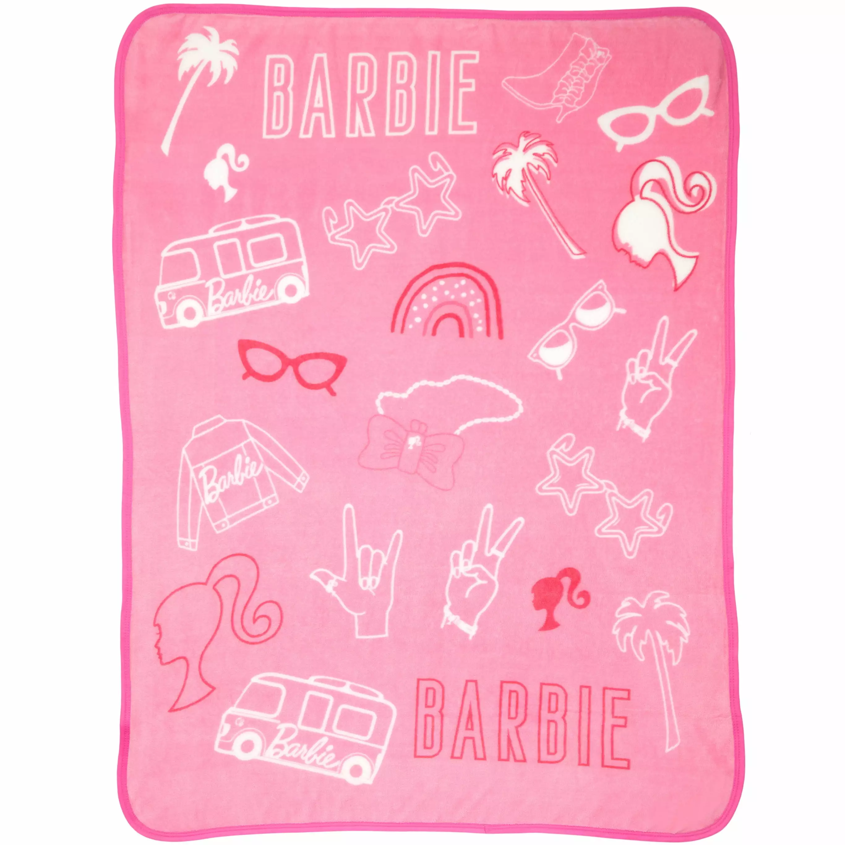 Barbie Kids Fleece Throw Blanket - Pink 46 x 60 Inches Mattel