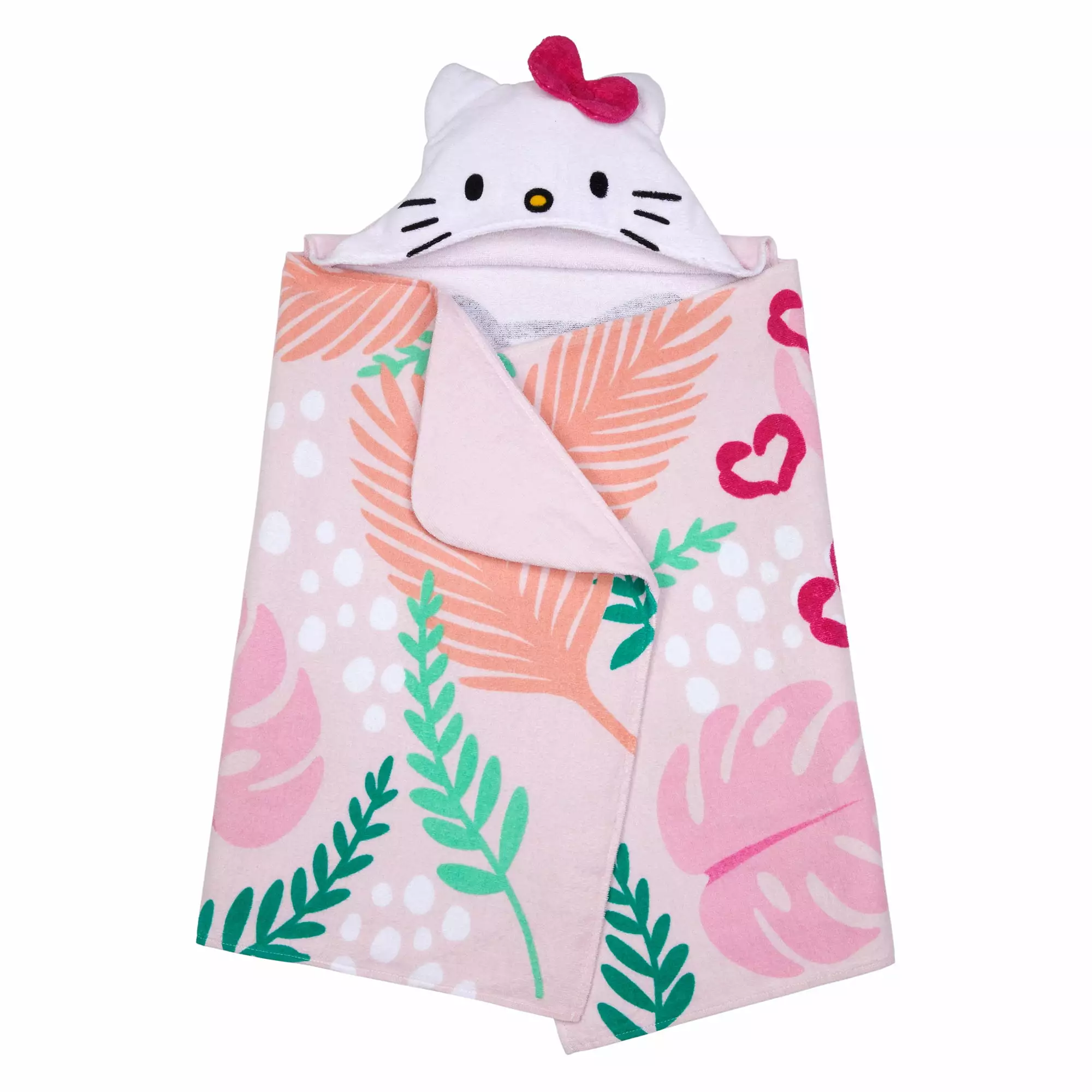 Hello Kitty Kids Cotton Hooded Towel - Cute Sanrio Character Bath & Beach Towel Girls