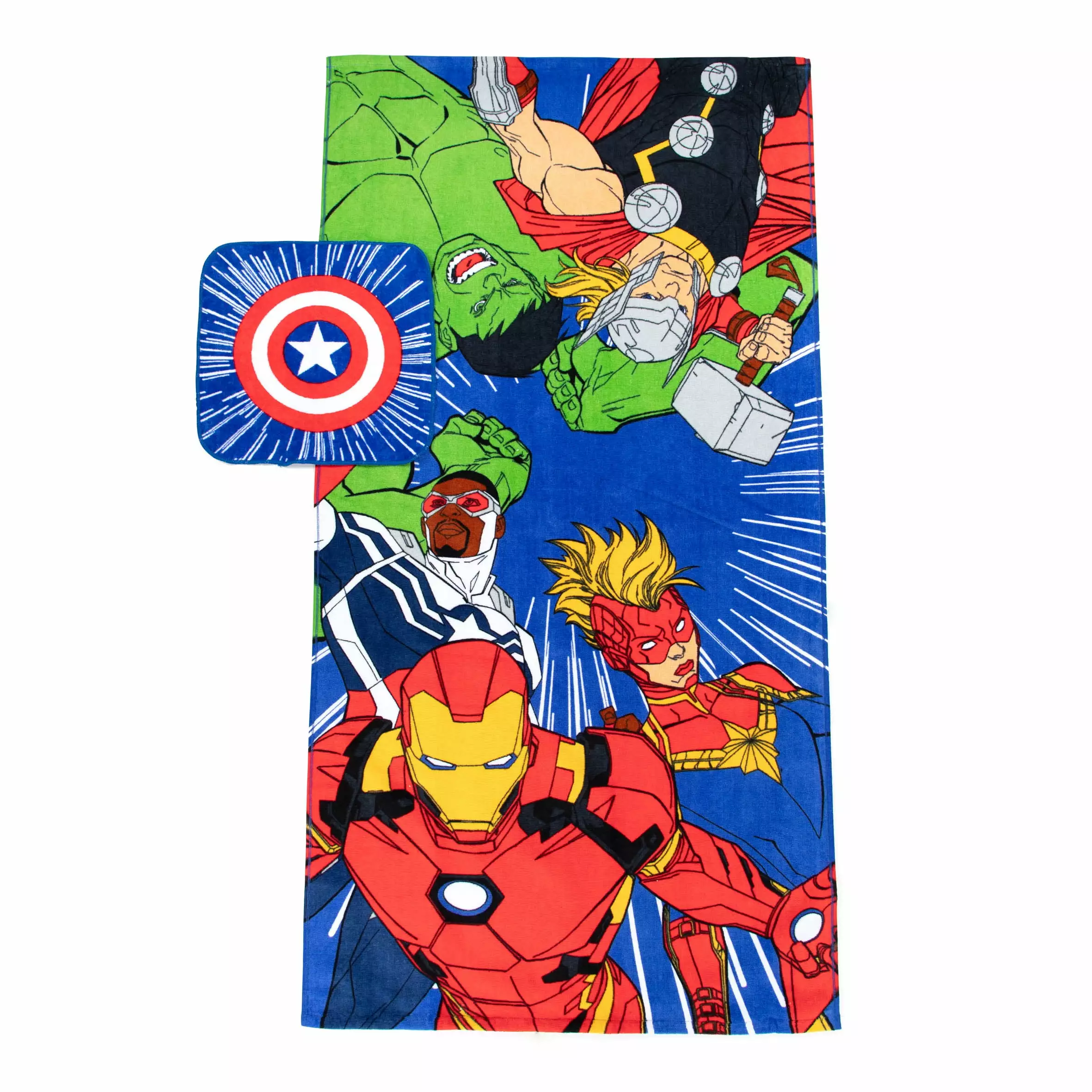 Marvel Kids Cotton 2 Piece Towel and Washcloth Set - Superhero Themed Bath Towel