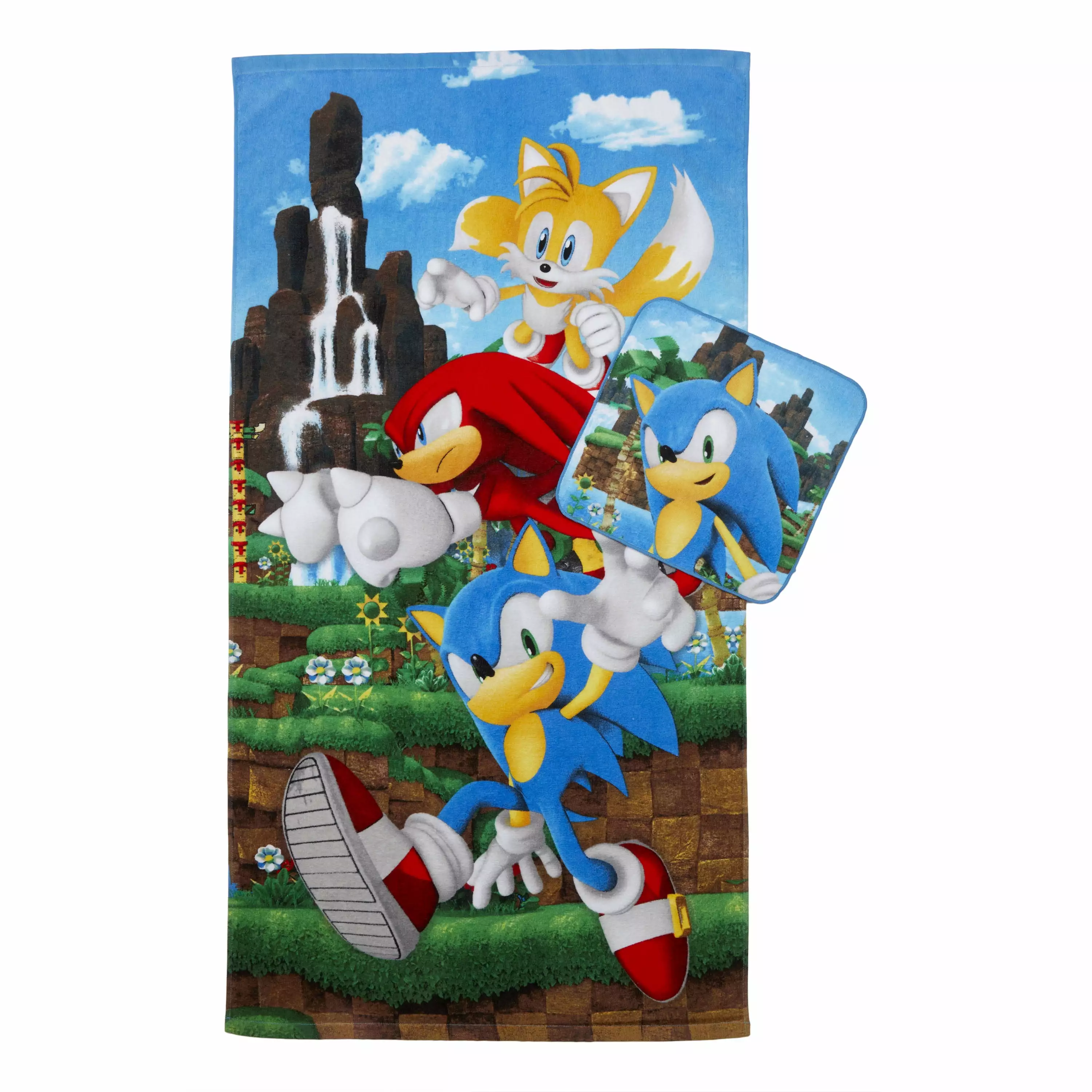 Sonic Kids Cotton 2 Piece Towel and Washcloth Set - Fast Hedgehog Bath Towel Sonic The Hedgehog