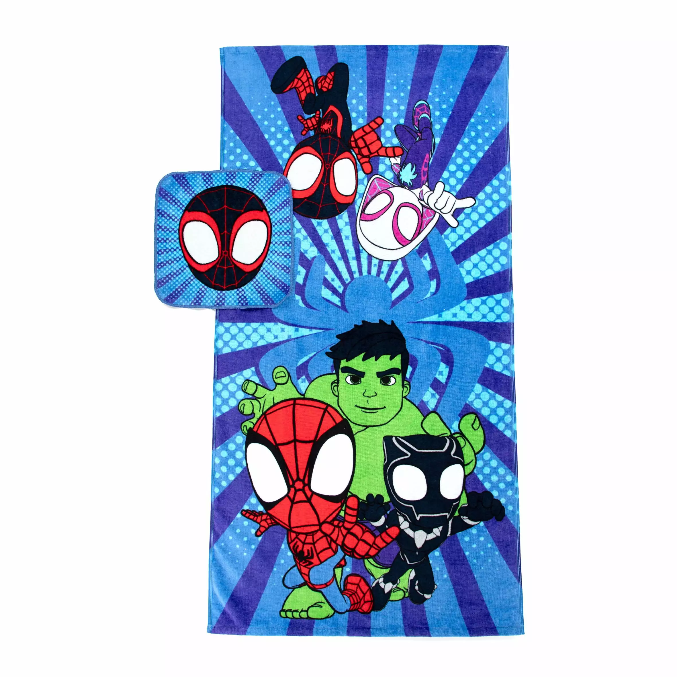 Spidey and His Amazing Friends Kids Cotton 2 Piece Towel and Washcloth Set - Superhero Bath Towel