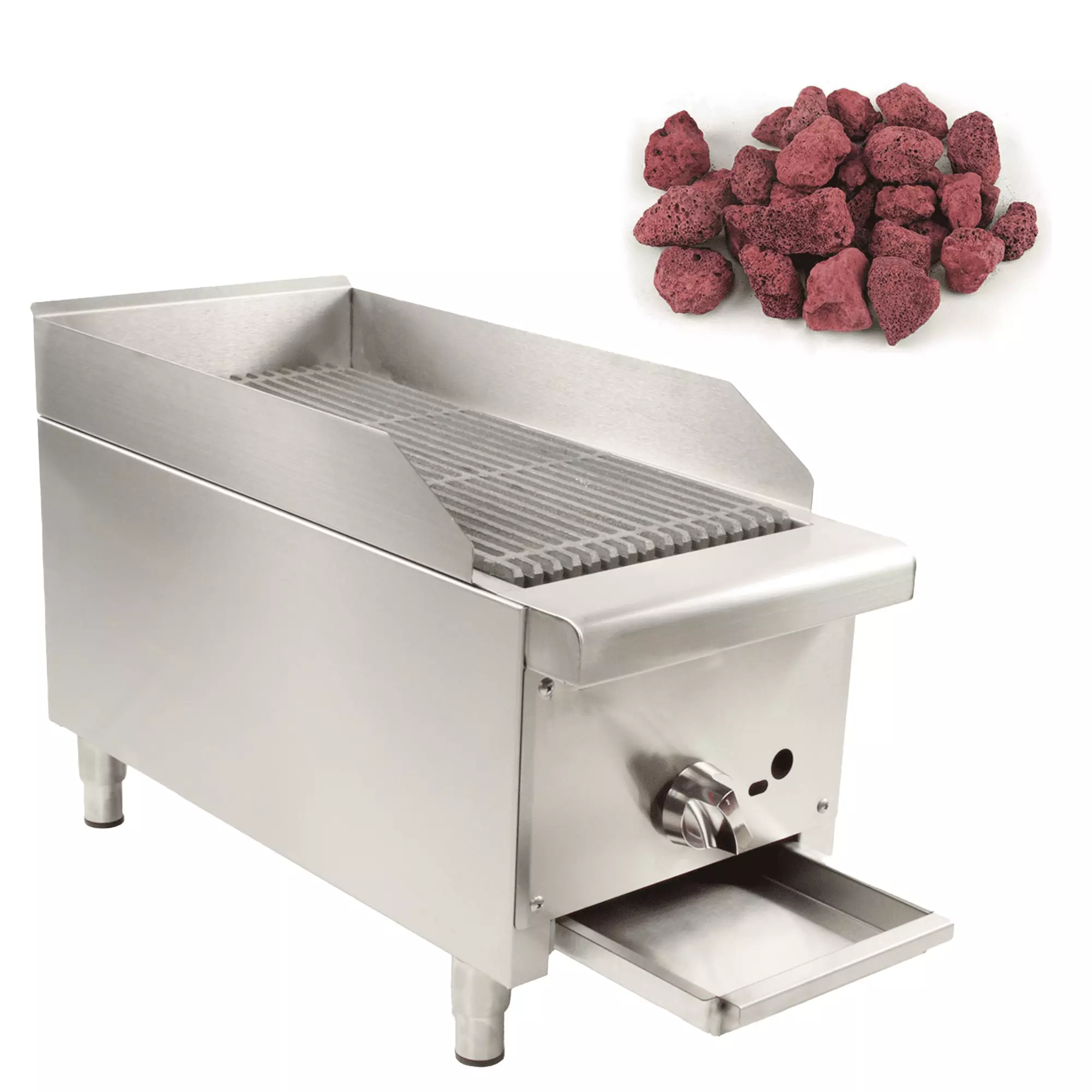 12 Commercial Charbroilers Lava Rock Heavy Duty Natural Propane Gas Single Burners Stainless Steel Countertop BBQ Grill WMAOT