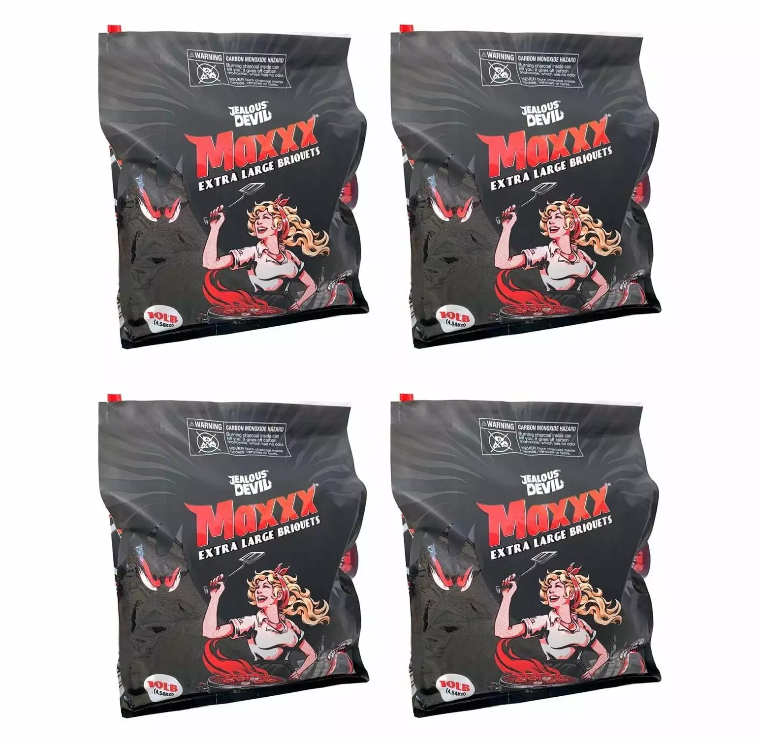 Lwory XL All Natural Hardwood Charcoal Grilling Pillow Briquets 10 Pound 4 Pack