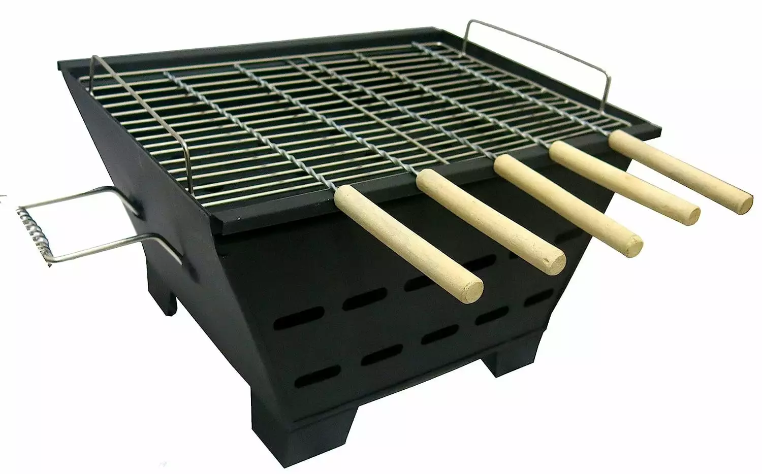 Fabrilla Portable Charcoal BBQ Grill Set 5 Skewers Outdoor Cooking