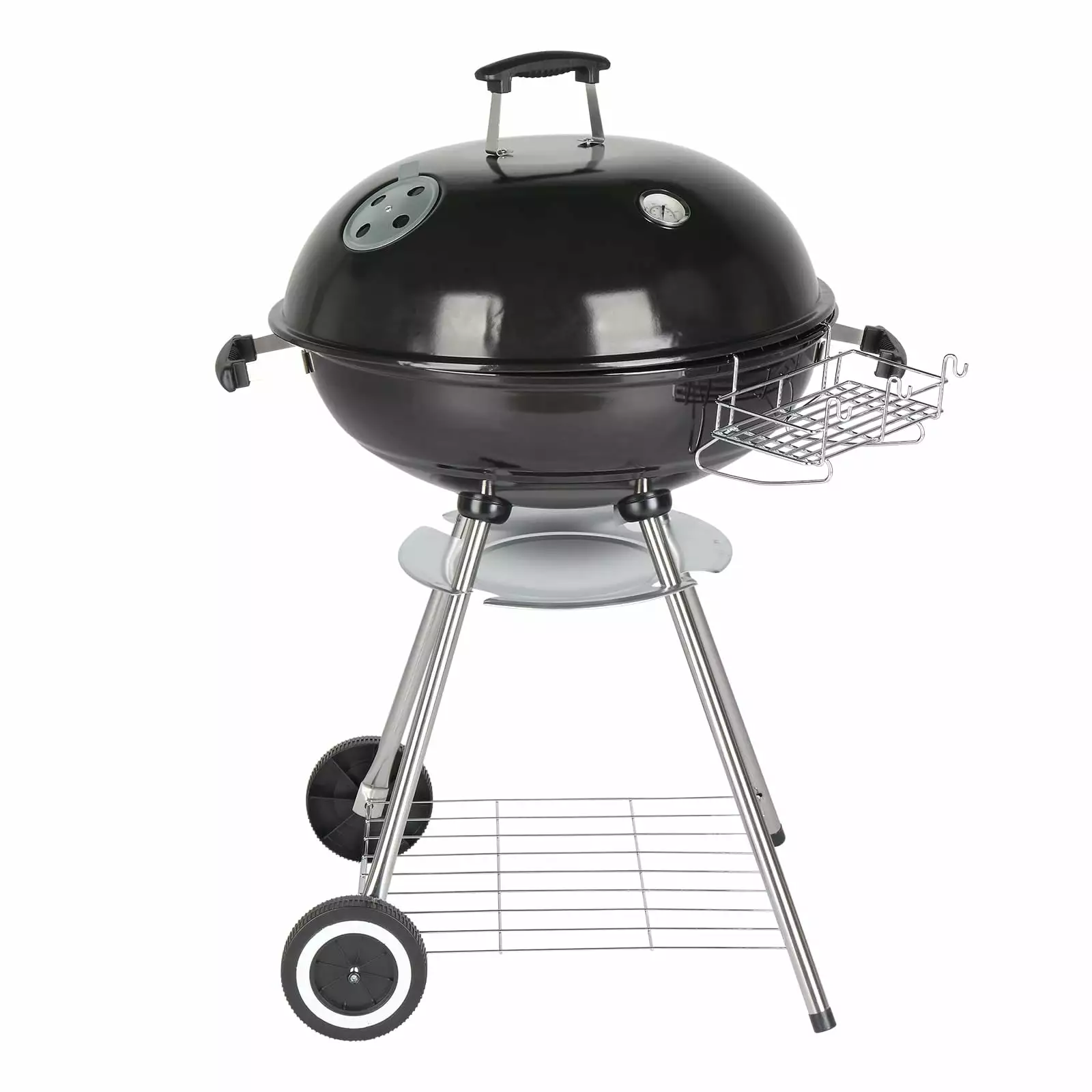 28 Inch Stainless Steel Charcoal Grill Wheels and Storage Holder Outdoor Camping Picnic Miholl