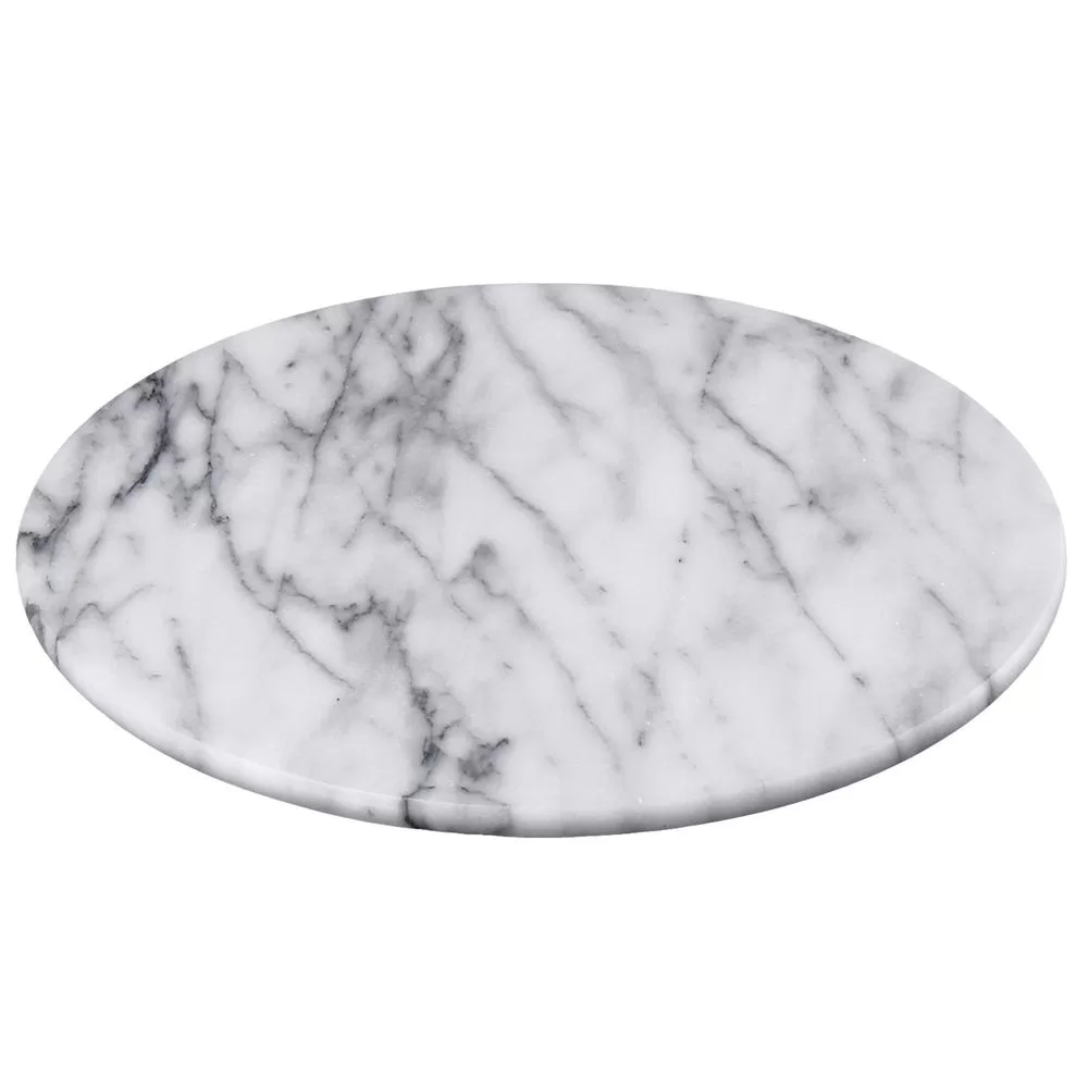 Creative Home 12 . Off-White Natural Marble Round Board Cheese Serving Plate, Dessert Cake Service Board