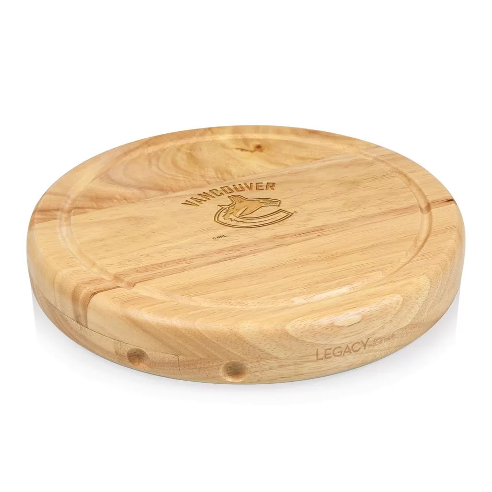 Picnic Time Vancouver Canucks 10.20 Inch Natural Wood Cheese Board and Tool Set