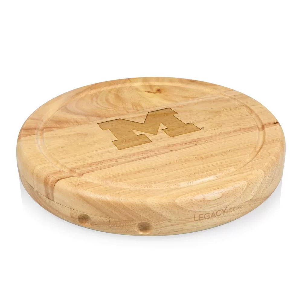 TOSCANA Michigan Wolverines Circo Wood Cheese Board Set Tools