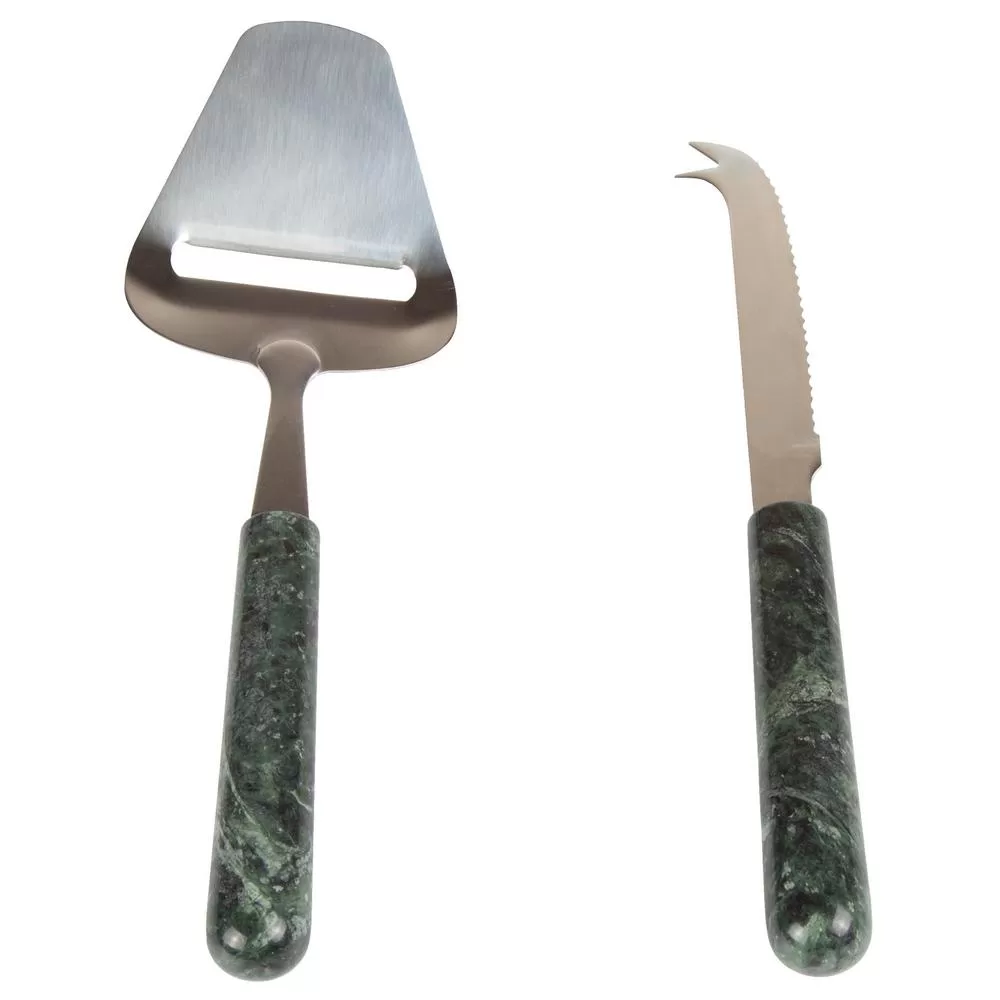 Creative Home Stainless Steel Cheese Cutter Slicer and Cheese Knife Natural Green Marble Handle
