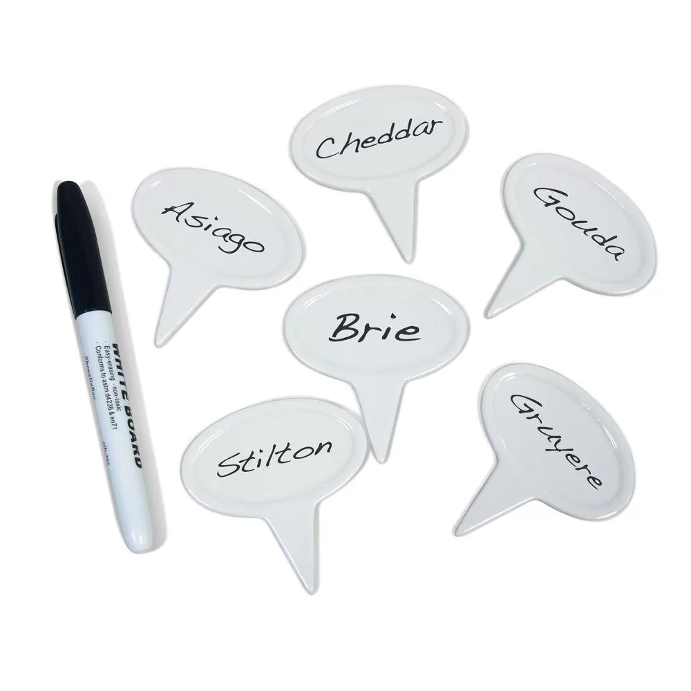 Epicureanist Ceramic Cheese Marker Set 6 Cheese Identification