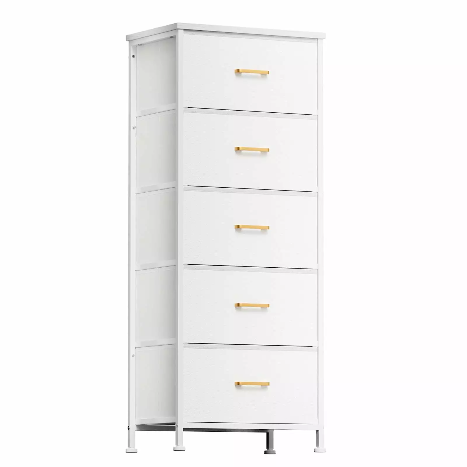 5-Drawer Dresser Bedroom Fabric Dresser Steel Frame and Wooden Top Closet Storage YILQQPER
