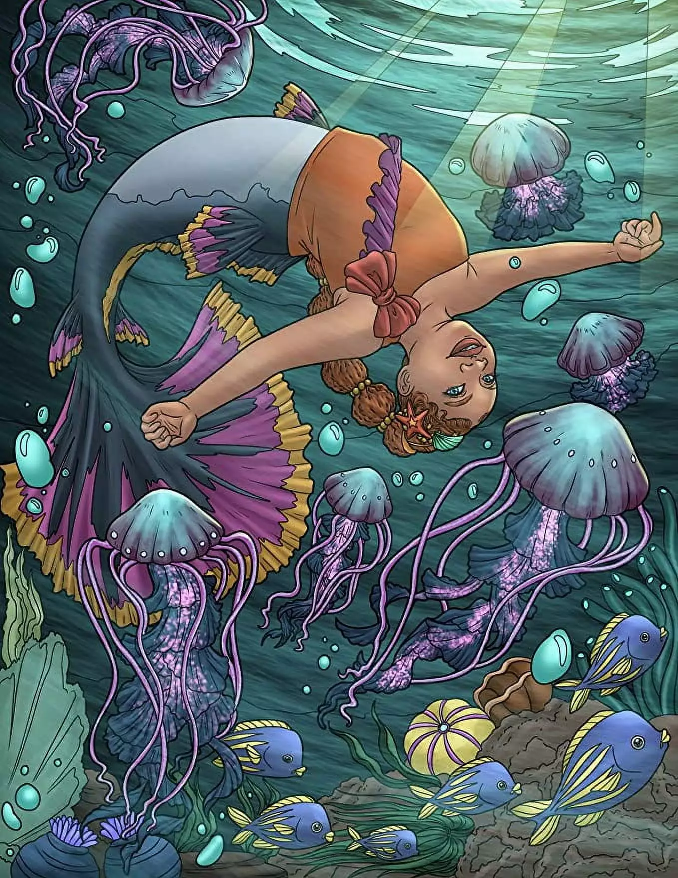 African American Mermaid Wall Art Black Mermaid Decor Posters Girls Bedroom Kuumba Publishing