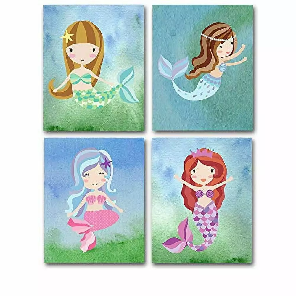 Lone Star Art Mermaids Set Four 8x10 Photos Kids Room Decor