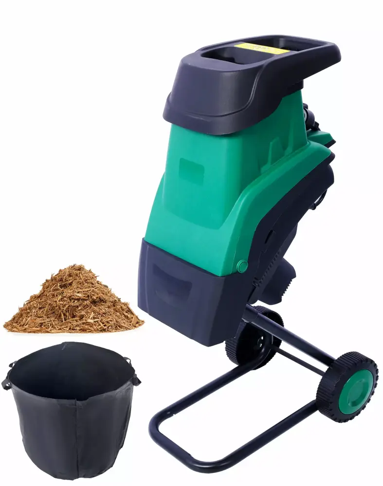 2600W Electric Wood Chipper 15Amp Leaf Shredder 60L Collection Bag 4500 RPM