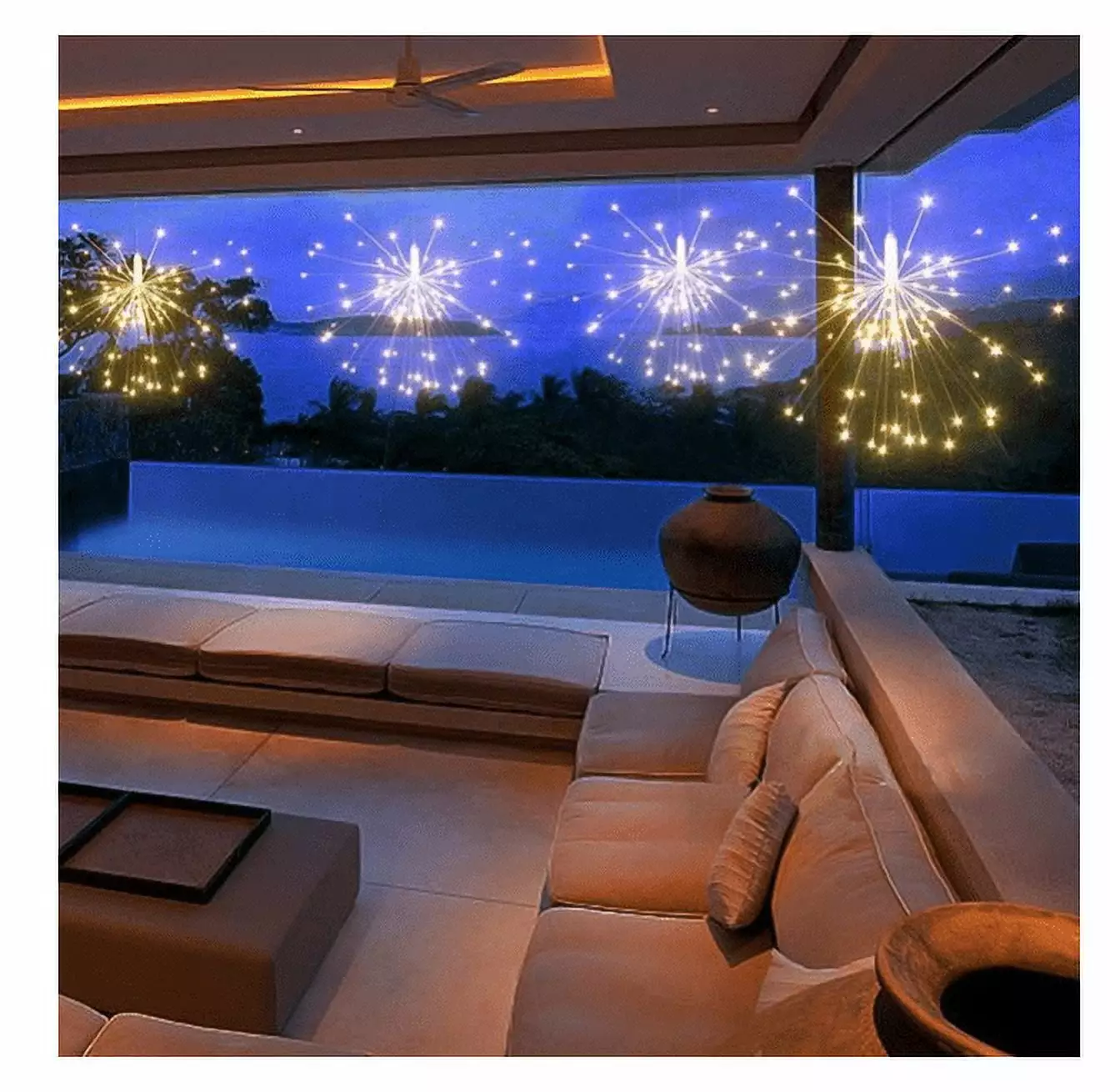 Firework Lights 120 LED Copper Wire Starburst Fairy Lights Remote 8 Modes Christmas Decor Topboutique