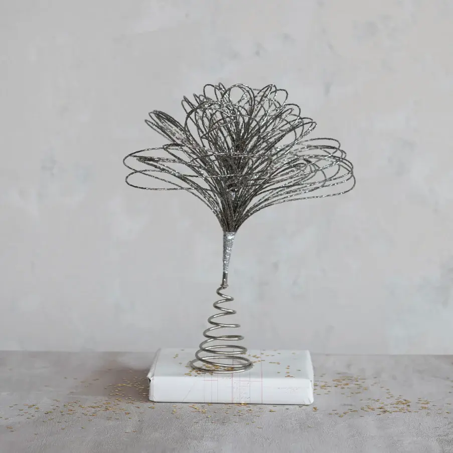 LED Illuminated Steel & Glass Bead Tree Topper