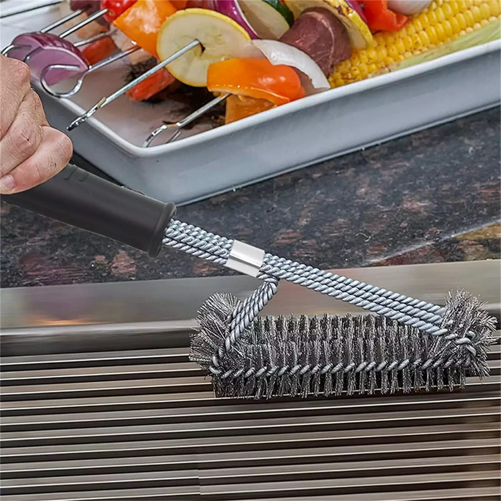 Grill Brush and Scraper Barbecue Wire Bristles Outdoor Grill Cleaning RnemiTe-amo