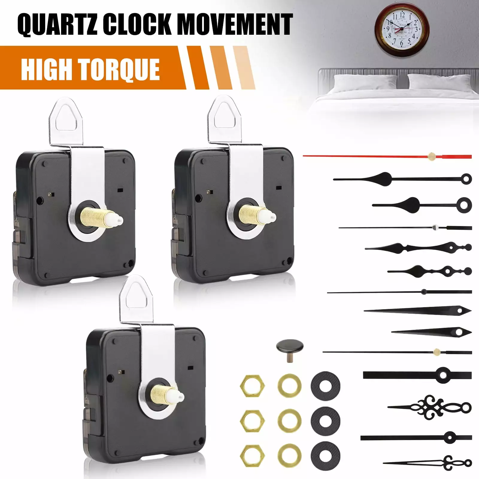 3pcs Clock Mechanism Replacement Kit 5 Pairs Hands Quartz Clock Motor DIY Accessories TSV