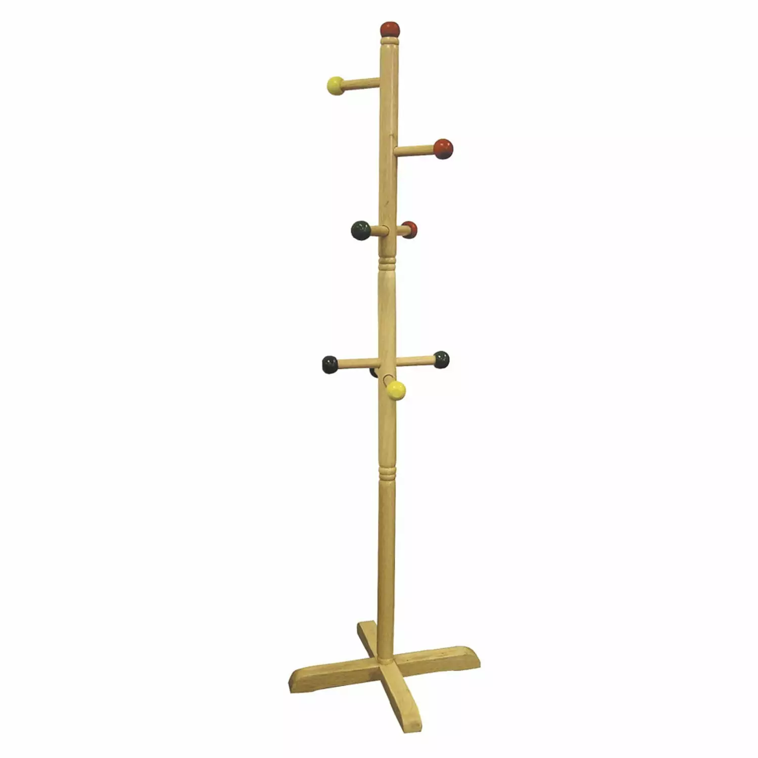 Homestock Modern Kids 8-Peg Coat Rack Primary Colors - Multiuse Wall Mounted Hanger