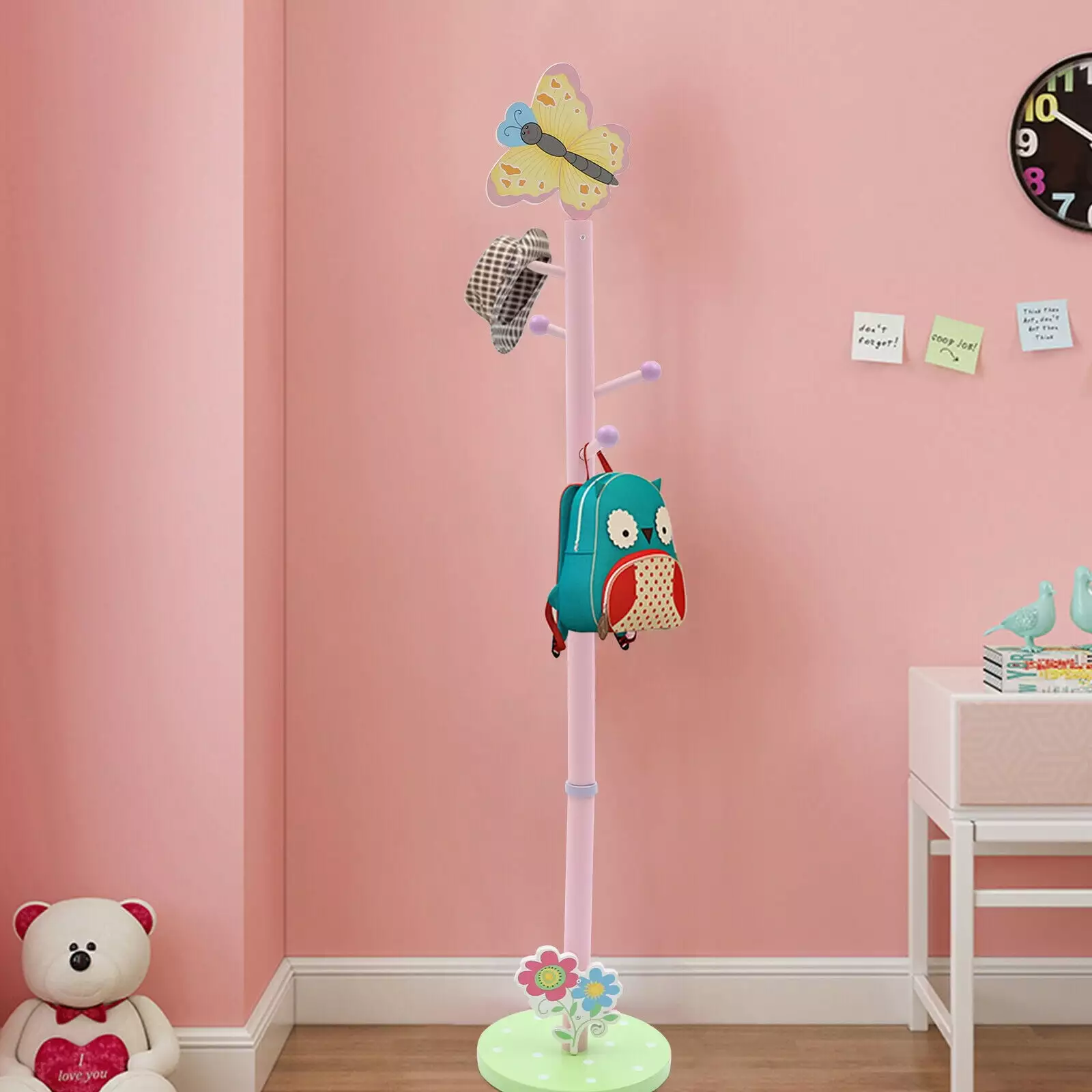 Miumaeov Butterfly Coat Rack Hanger Freestanding Kids Animal Coat Rack Handbag Hat Coat