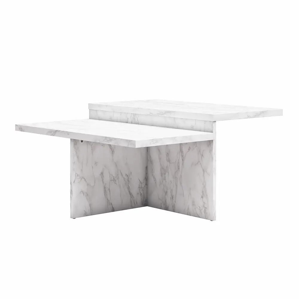 Brielle - 2 Tiered Coffee Table - Snow Marble