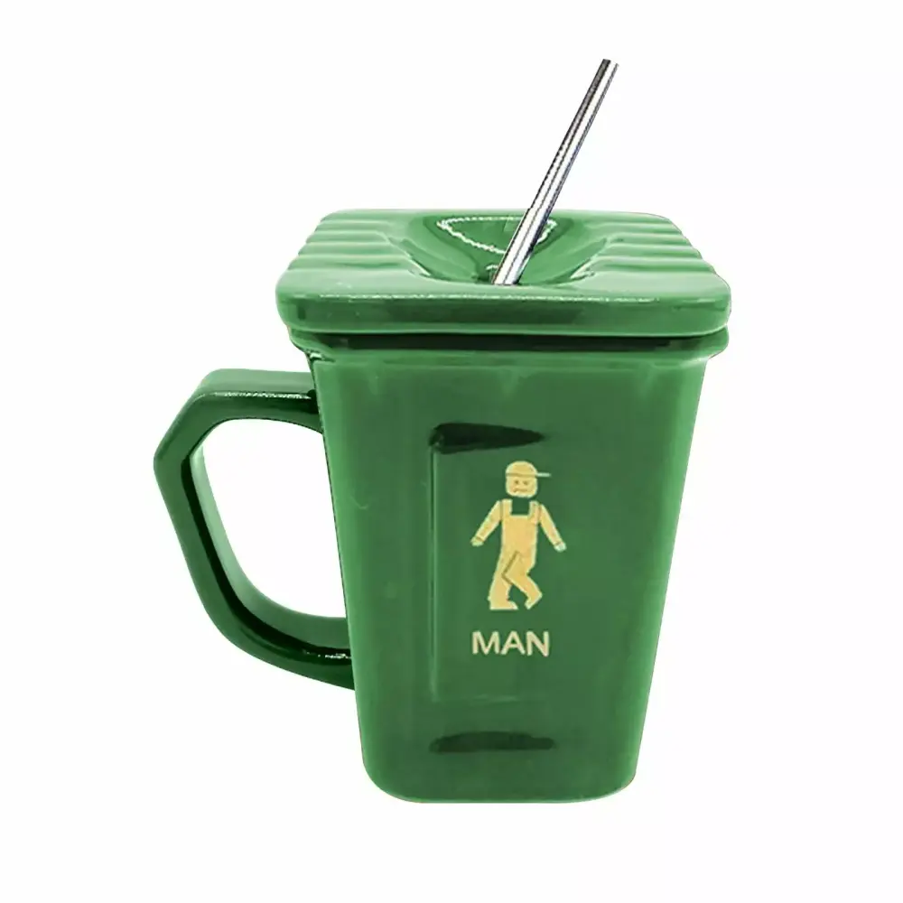 YDNGF Funny 3D Ceramic Mug Trash Can Coffee Cup 450ml Novelty Reusable Water Cup One