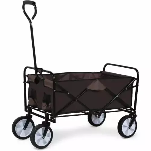 Clearance Rolling Collapsible Garden Cart 360 Degree Swivel Wheels and Adjustable Handle 220lbs Capacity Blue Type