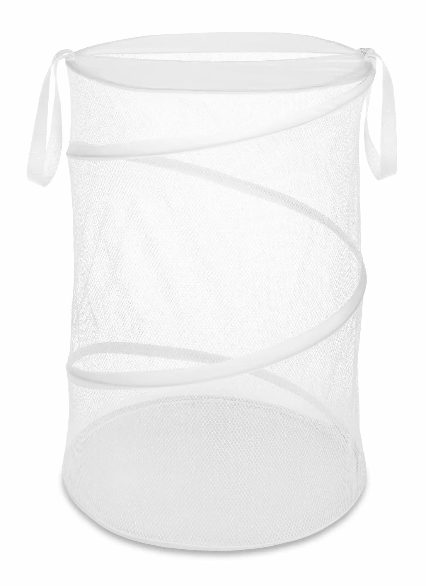 Whitmor Collapsible Mesh Laundry Hamper Handles White Adult or Teen Use