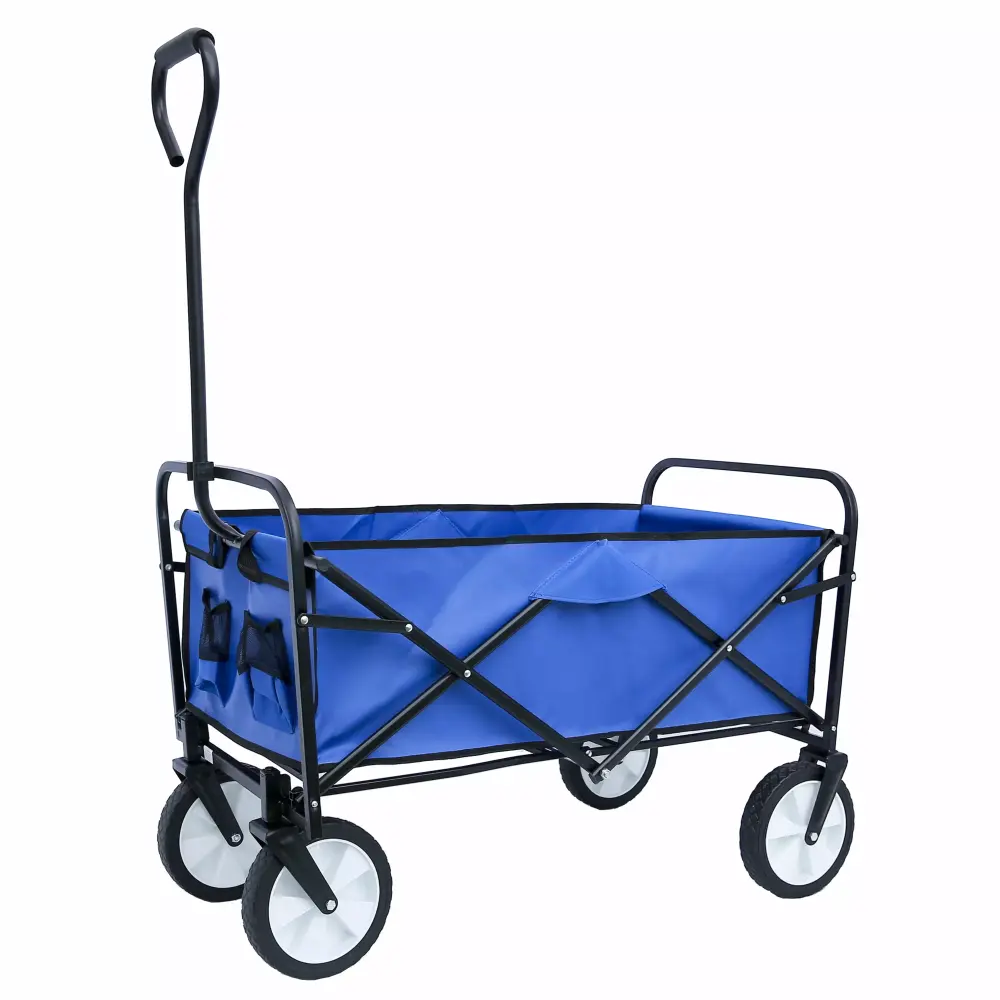 Aukfa Folding Wagon Garden Shopping Beach Cart Blue