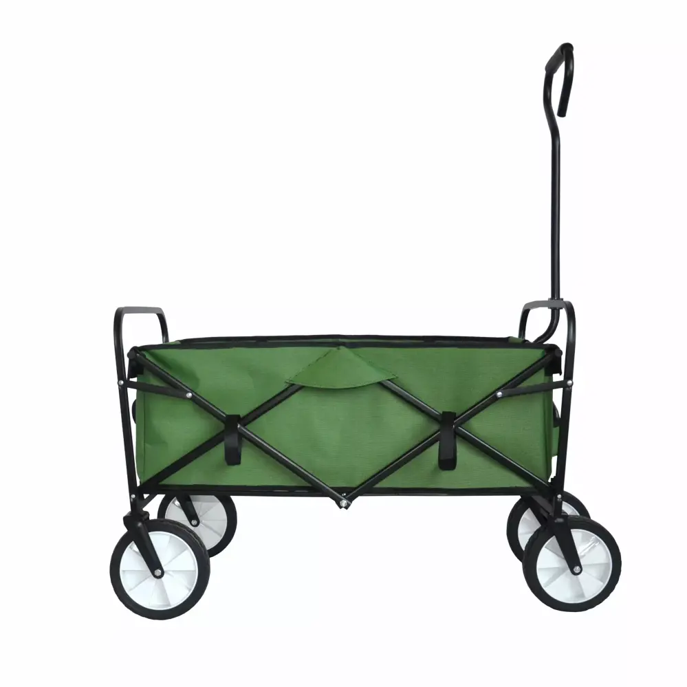 Branax Collapsible Wagon Outdoor Garden Utility Cart Push Bar Heavy Duty Foldable Wagon Sports Shopping Camping Green