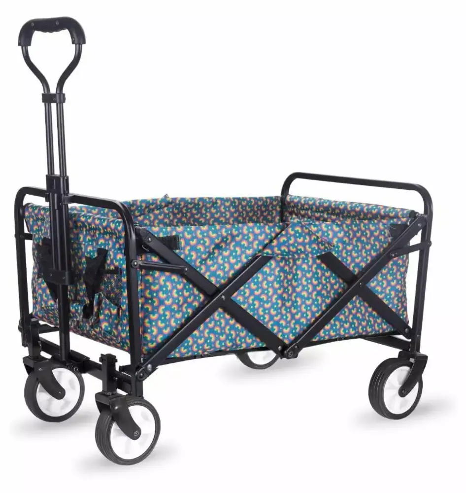 YUNTIE Collapsible Folding Garden Wagon 5 Solid Rubber Wheels Outdoor Park and Picnic M