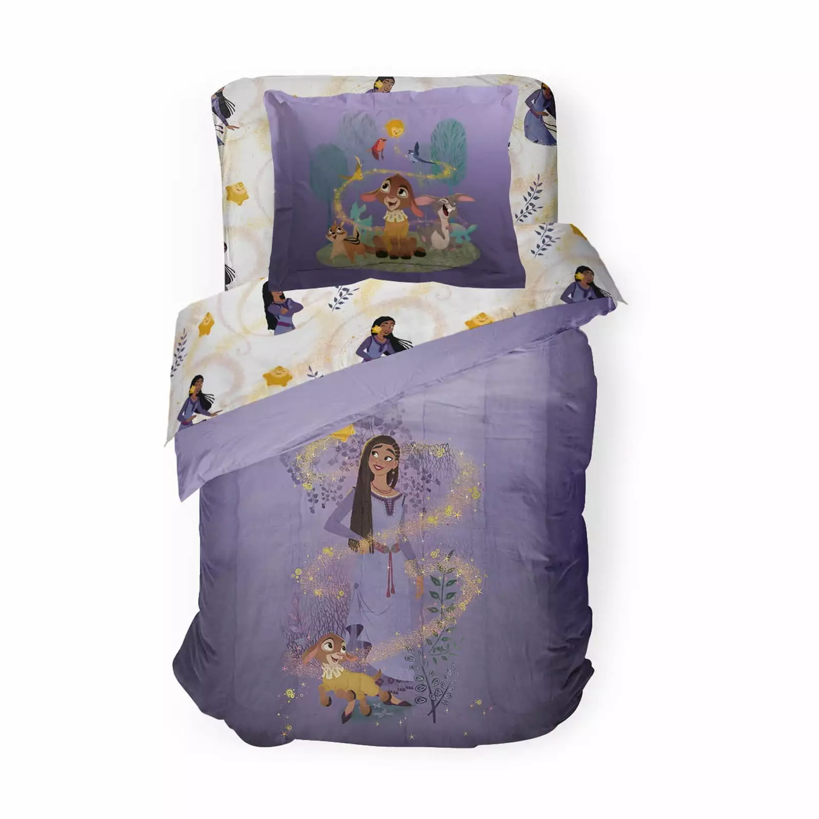 Disney Pixar Wish Shine On Star 5 Piece Twin Size Kids Bed Set Shams