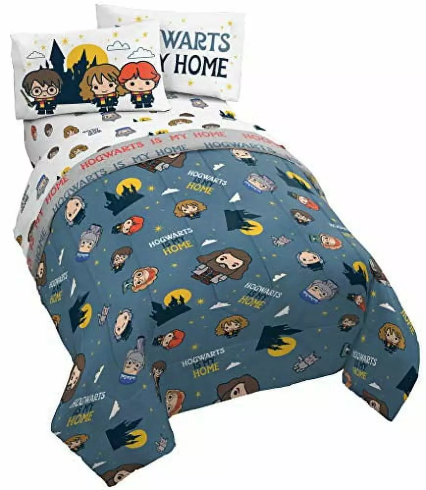 Harry Potter Hogwarts is My Home Blue 4 Piece Twin Bed Set 100% Microfiber Jay Franco
