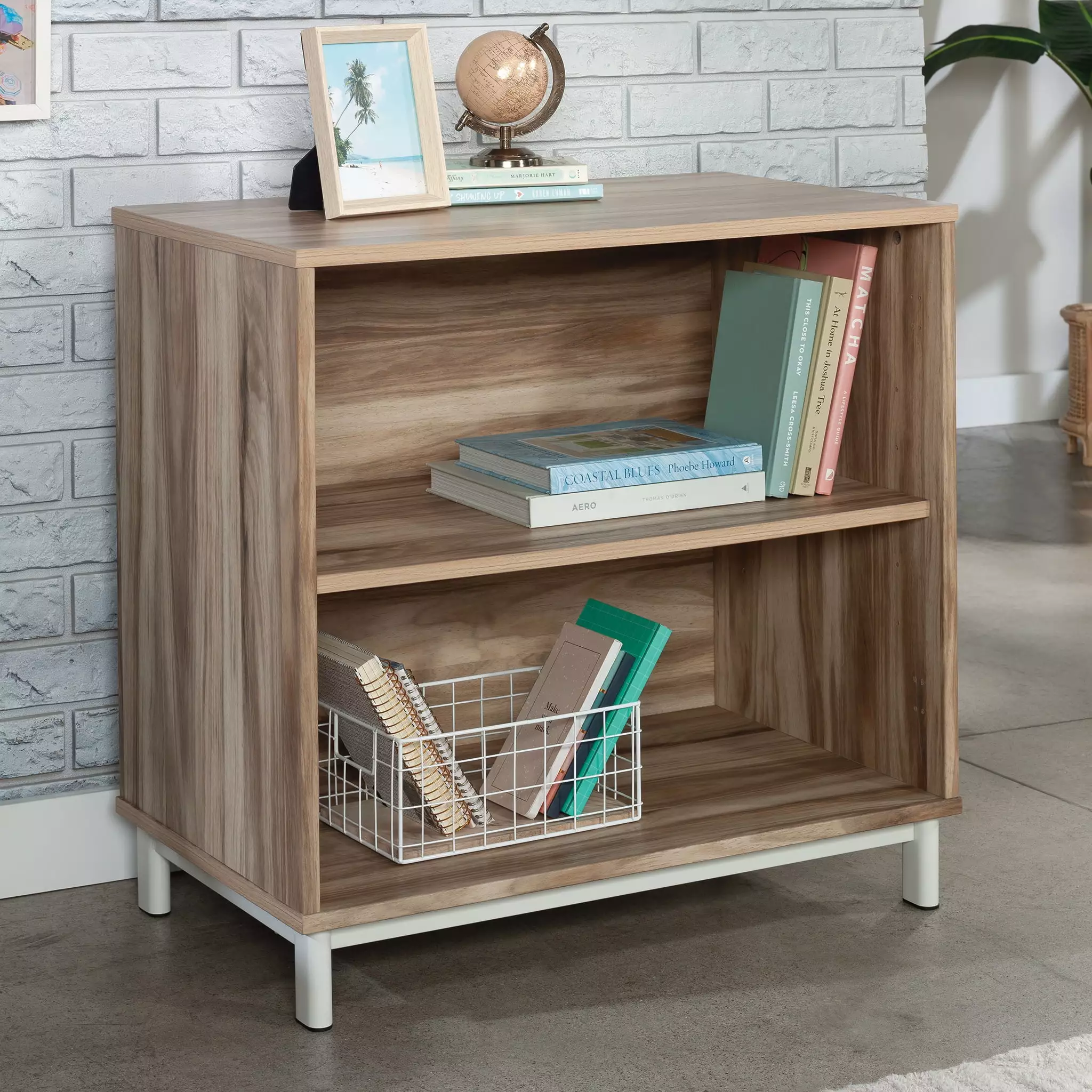 Worksense Sauder Bergen 2-Shelf Commercial Bookcase Acacia Finish