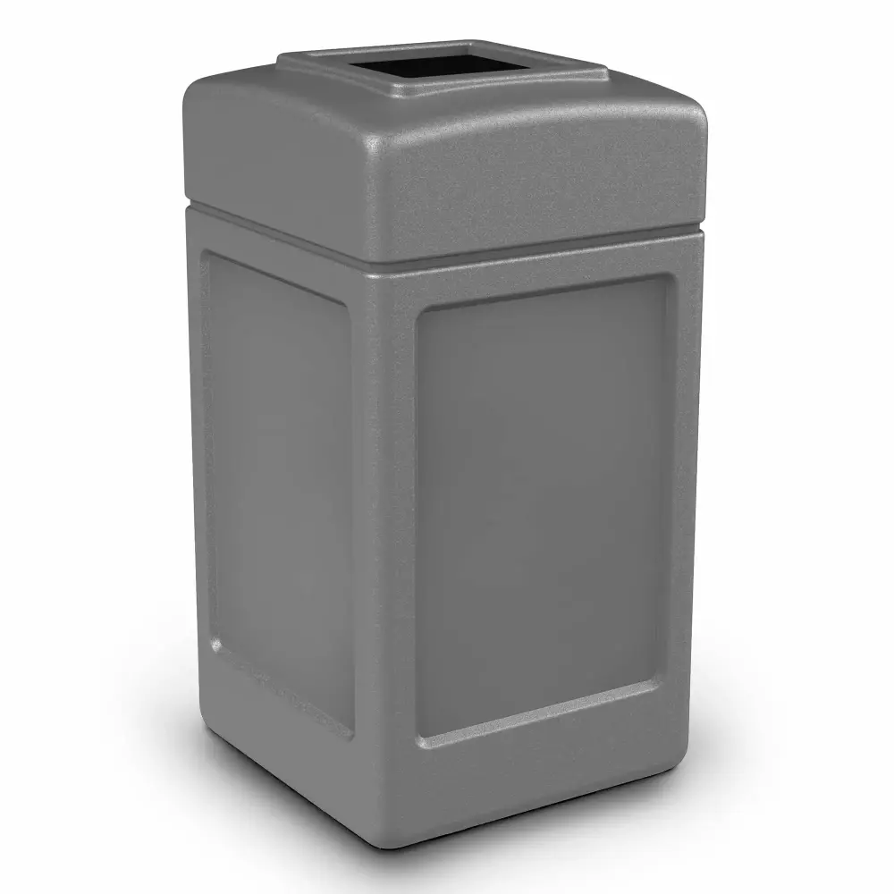 Commercial Zone 42 Gallon Open-Top Square Gray Waste Trash Container