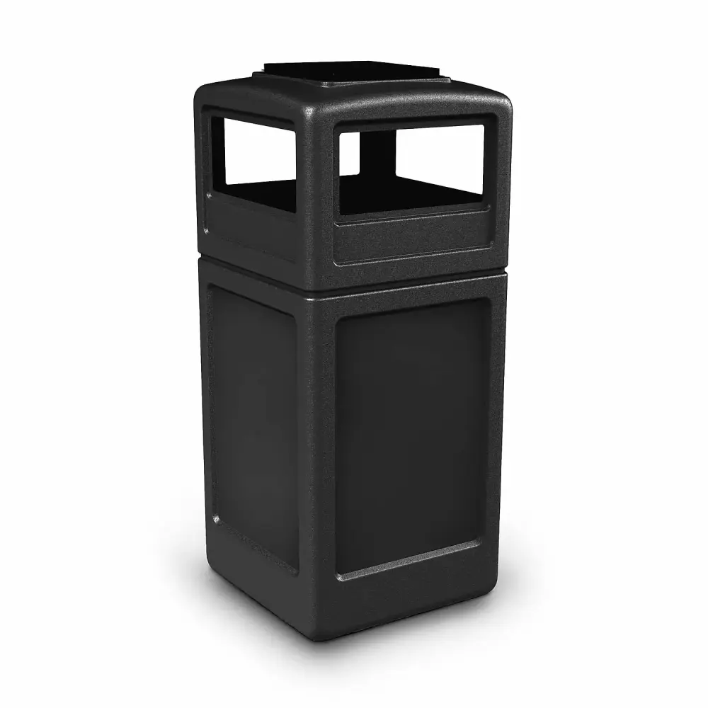 Commercial Zone 42 Gallon Square Trash Can Ashtray Dome Lid Black