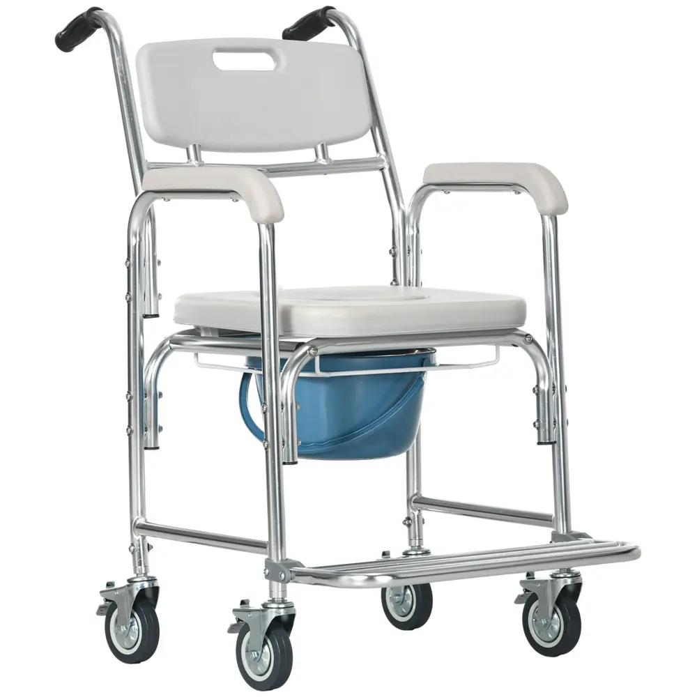 Homcom 3 1 Shower Commode Wheelchair Transport Beside Commode Chair aosom business