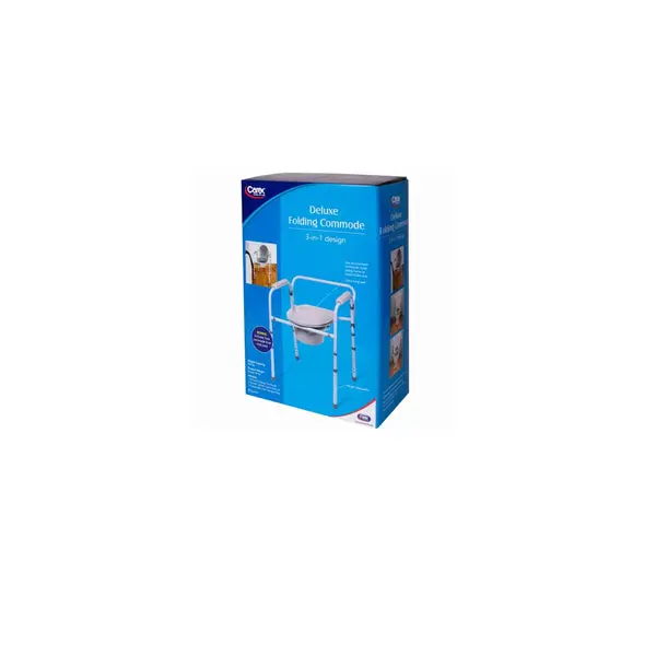 Carex FGB34100 Deluxe Folding Commode Sky Blue Portable Toilet Chair