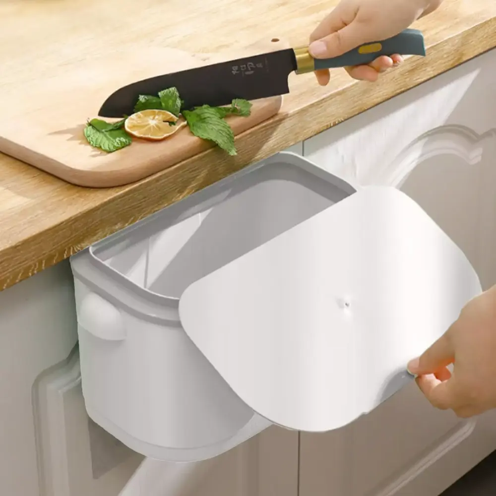 Bxaolu Small Kitchen Compost Bin Counter Top Under Sink Hanging Trash Can Lid