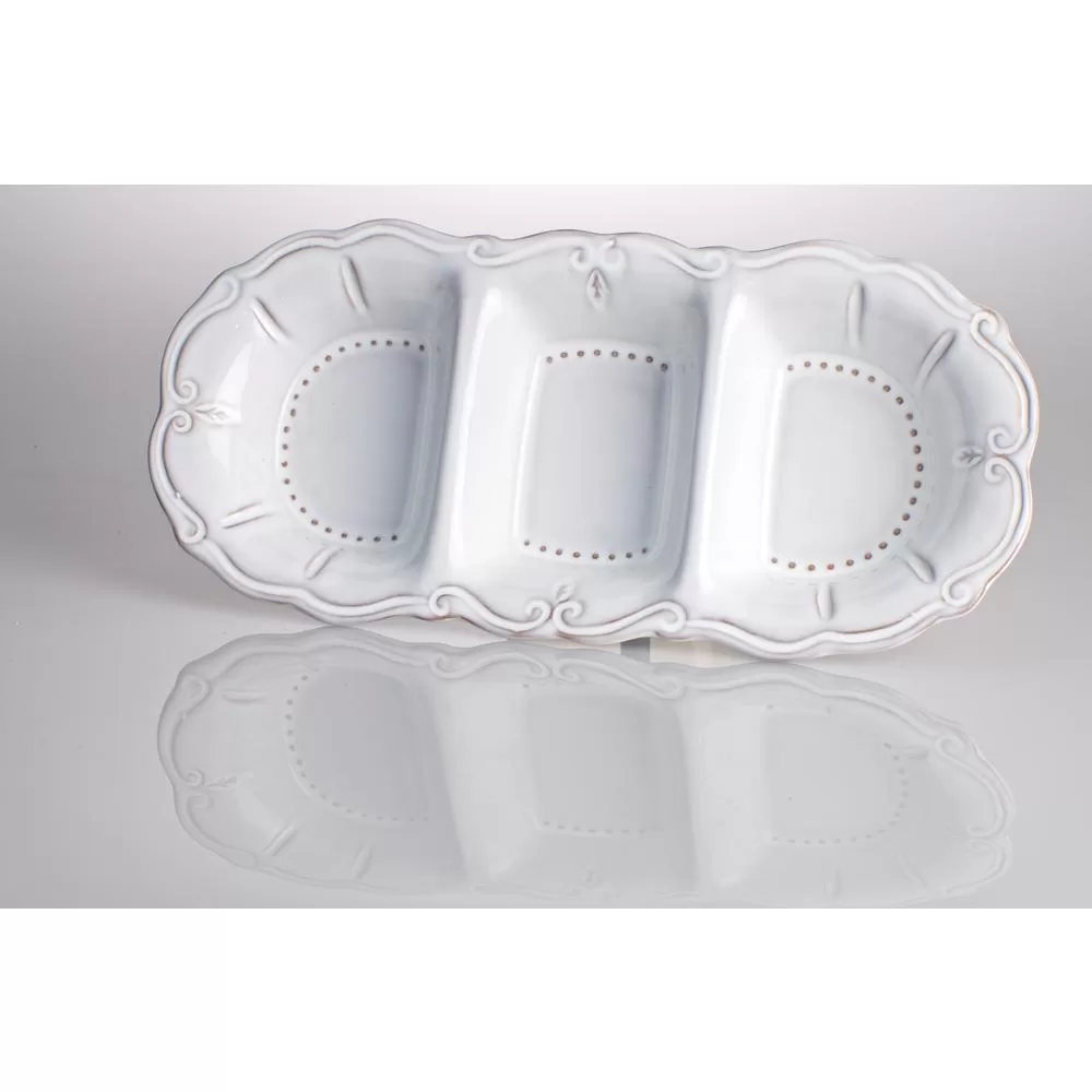Abigails Charlot 3-Part Condiment Platter - Elegant Serving Dish