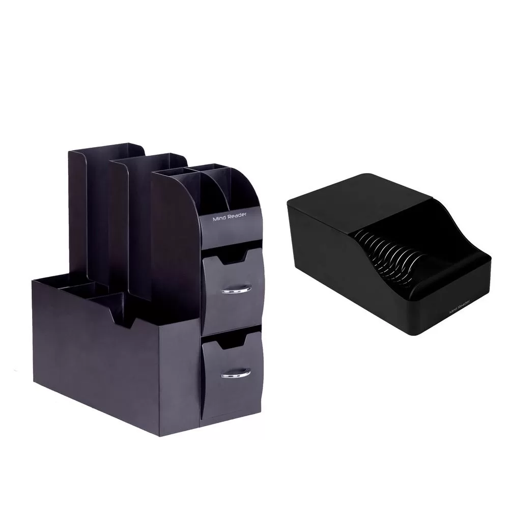Mind Reader Black Coffee Condiment Organizer Sleeve Dispenser Space Saver