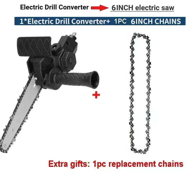 Travel-friendly Conversion Kits Drill Modified To Chainsaw Adapter Tool 4/6 Inch Woodworking Pruning