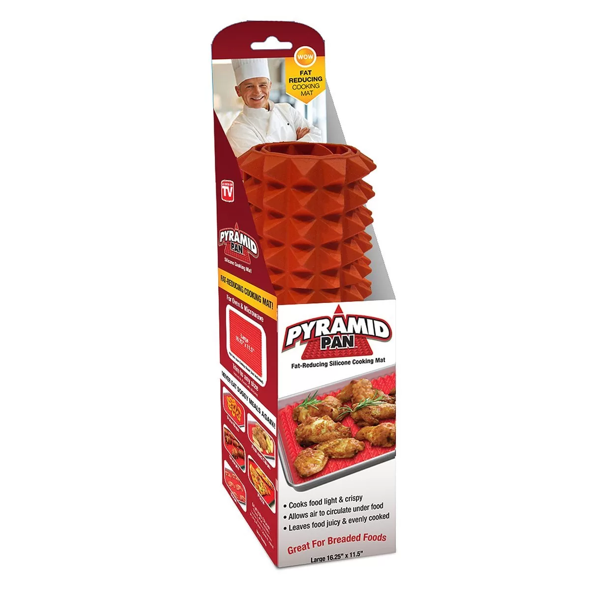Pyramid Pan Fat Reducing Cooking Mat Silicone Red Healthy Cooking