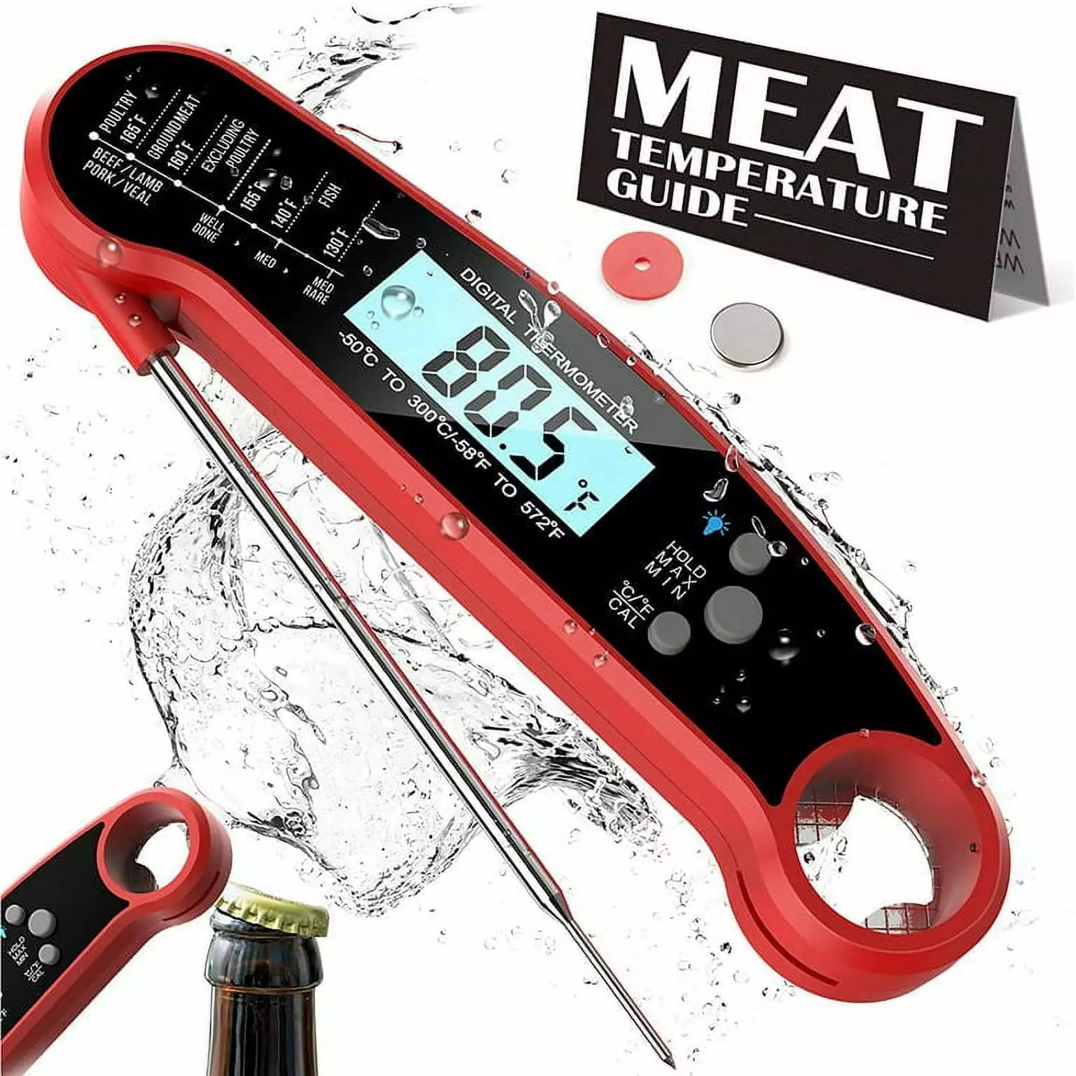 Cincofelia Wireless Meat Thermometer Digital Instant Read Grill Thermometer Outdoor Cooking BBQ Kitchen